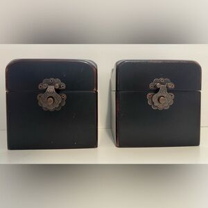 Set of 2 Dark Decorative Boxes with Metal Clasp